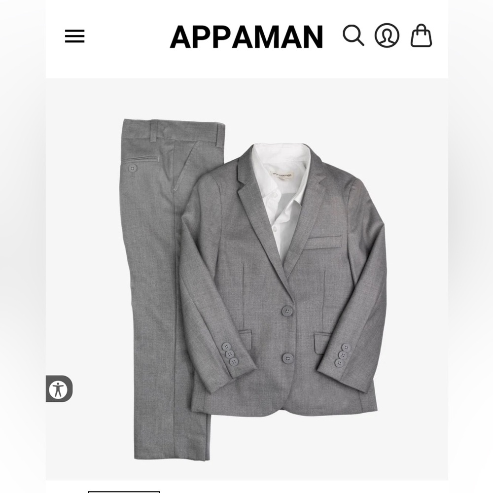 Appaman Mod Suit Grey with White button up shirt size 6 boys